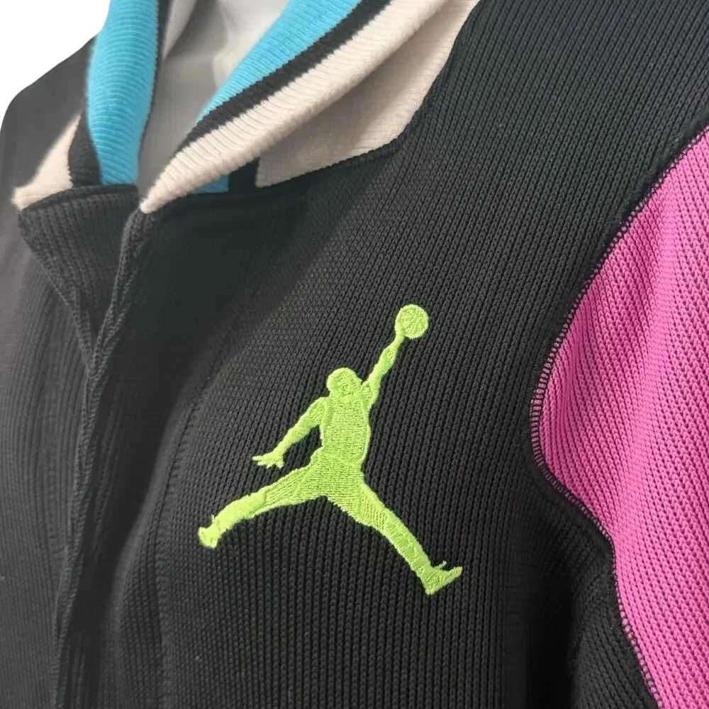 Air Jordan Fuchsia Black Blue White Colorblock Jumpman Logo Track Jacket Size S - Picture 9 of 15